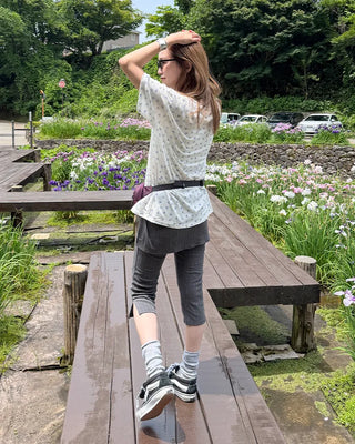 Wrap skirt & ribbed capri pants set