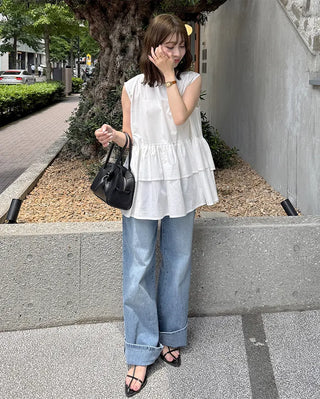 Semi-bootcut denim pants