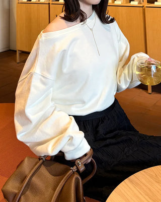 Basic One-Shoulder Crop Sweatshirt