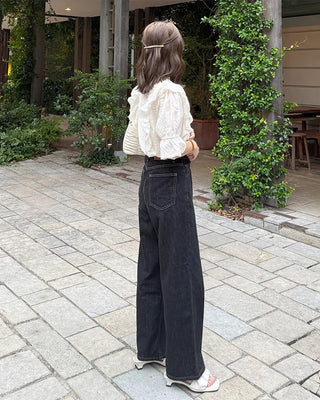Punched ruffle blouse