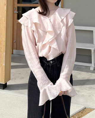 Ruffled V-neck blouse