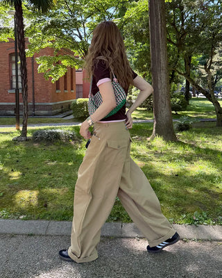(Unisex) Wide Curved Cotton Pants