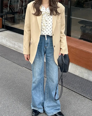 Polka dot frill blouse