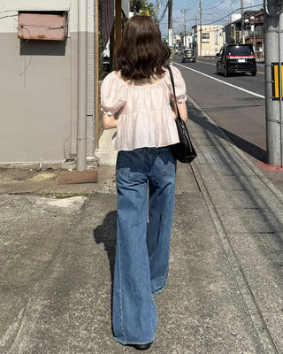 Ribbon string tiered blouse
