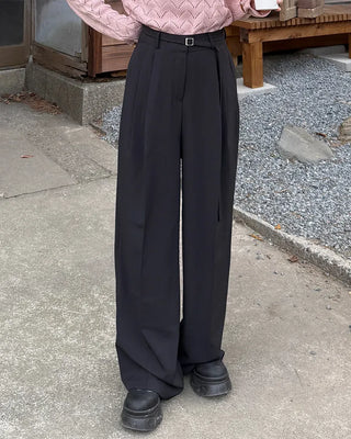 Belted wide-leg pants