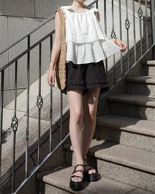 (ORIGINAL) Eyelet Tiered Ribbon Sleeveless Dress