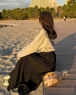 Simple off-shoulder sweatshirt