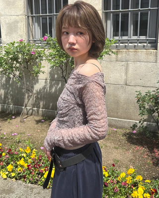 Lace sheer off-shoulder