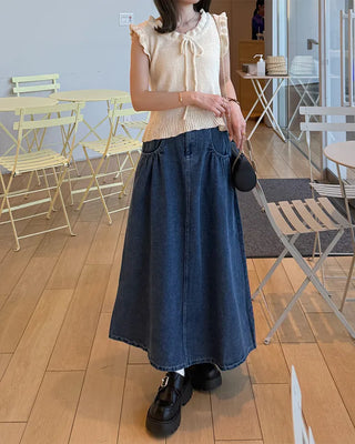 French Girly Frill Sleeveless Knit
