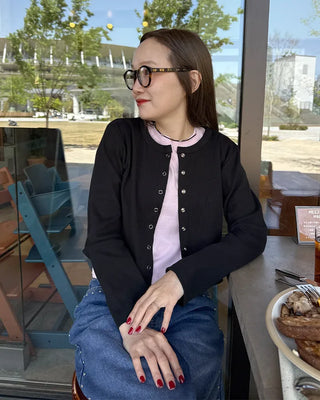 Ribbed snap-button cardigan