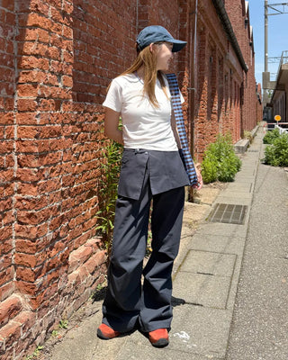 Unique pintuck semi-cropped French T-shirt