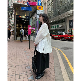 Cotton A-line shirred long skirt