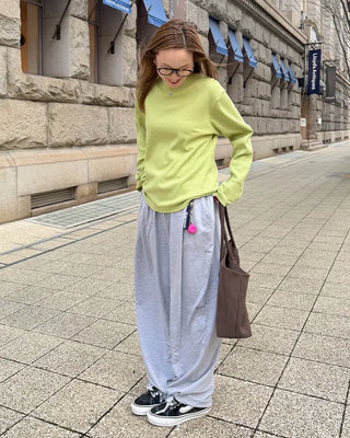 Round neck waffle long t-shirt