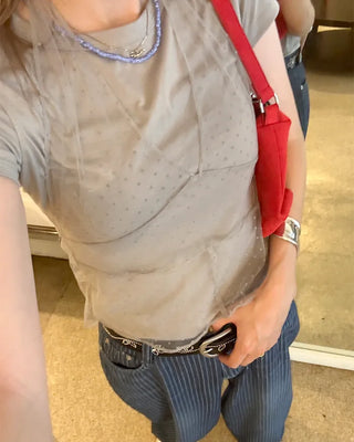 Dot Halter Layered Short-Sleeve T-Shirt