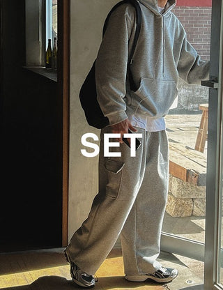 [Feature] Hooded Cargo Tracksuit Set (3 colors)