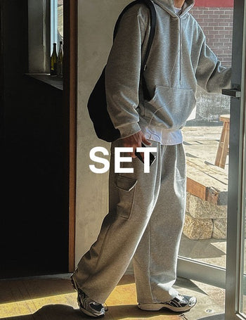 [Feature] Hooded Cargo Tracksuit Set (3 colors)