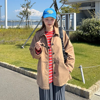 Suede mid-length coat