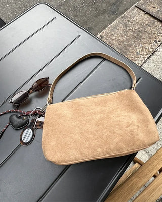 Square suede shoulder bag