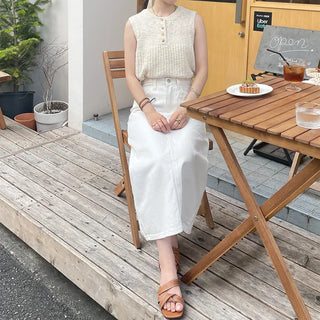 Cotton straight long skirt