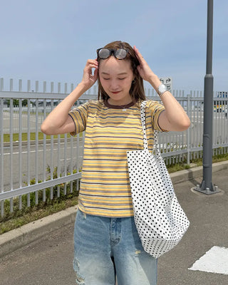 Dot canvas tote bag