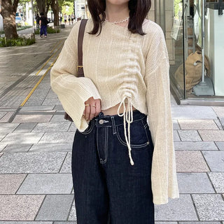 String Shirring Cropped Knit
