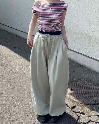 Waistband String Pintuck Sweatpants