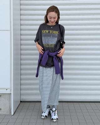Triple Border Rib Easy Maxi Skirt