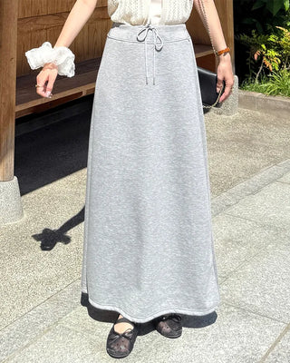 Simple elastic waist sweat maxi skirt