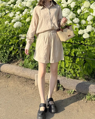 Linen shirt and shorts set