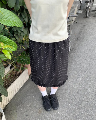 Polka Dot Frill Point Midi Skirt