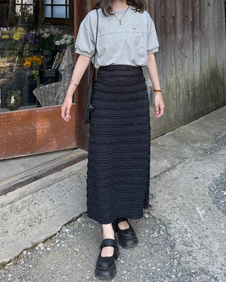 Wave frill long skirt