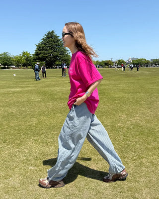 2-way hem check easy pants