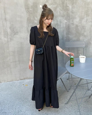 Square neck long dress