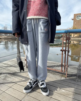 Fleece easy pants with pocket patch