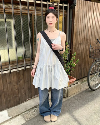 Shirred Mini Volume Camisole Dress