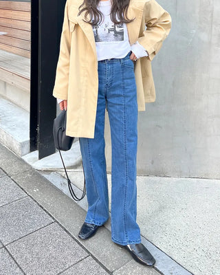 Blue slit point denim pants