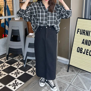 Cotton straight-fit skirt