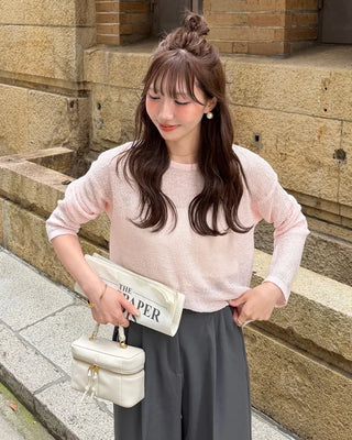 Crop-fit sheer long-sleeve knit