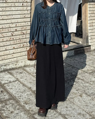 Ribbed maxi long skirt