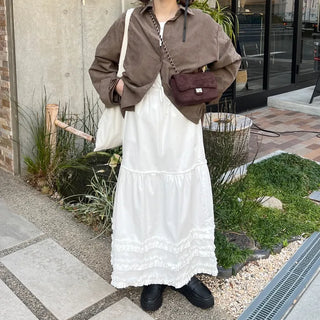 Long skirt with ruffled hem