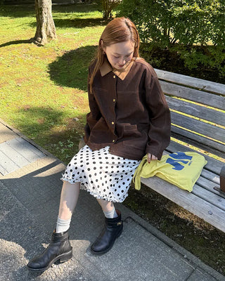 Polka Dot Frill Midi Skirt