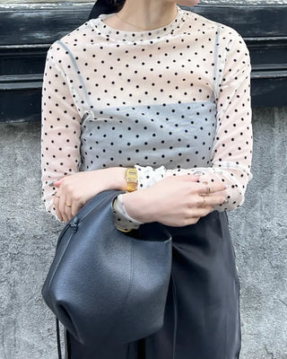 Sheer polka dot T-shirt