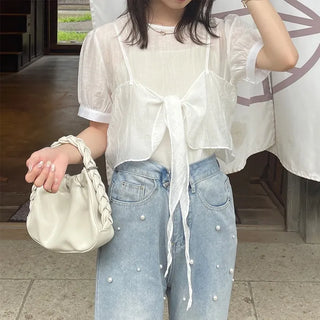 Ribbon layered blouse