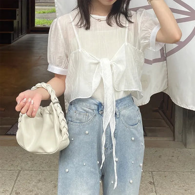 Ribbon layered blouse