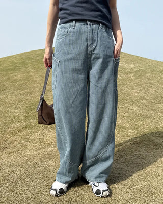 Slit patch pocket denim pants