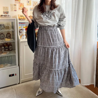 Checked cantan skirt