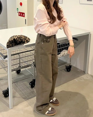 Basic cotton straight pants