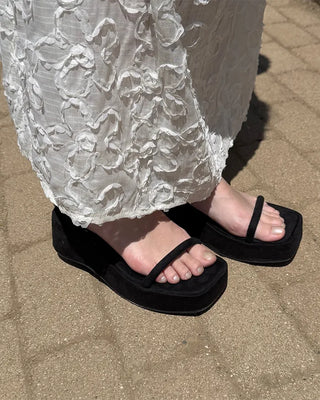 Slim strap wedge sole sandals