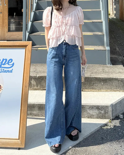 Slit detail denim pants