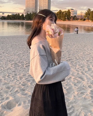 Simple off-shoulder sweatshirt
